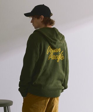 OP／FILA 【ocean pacific】ニットジップパーカー カーキ