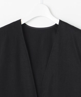 UNFILO 【洗える】リネンミックスツイル ベスト ブラック