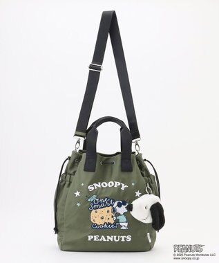 Y'SACCS SNOOPYデザイン 2way巾着トート(クッキー） カーキ