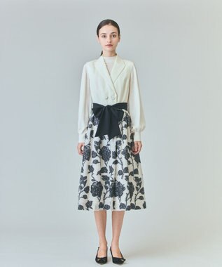 GRACE CONTINENTAL フラワージャガードテーラードレス キナリ