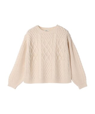 earth music&ecology ウォッシャブルケーブルプルオーバー Ivory