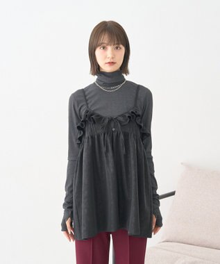 earth music&ecology フェイクレザーキャミチュニック Black