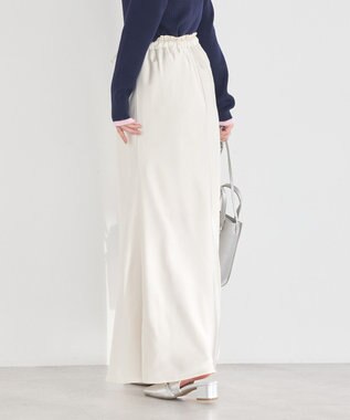 earth music&ecology サテンフリルマーメイドスカート Ecru