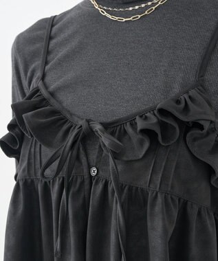 earth music&ecology フェイクレザーキャミチュニック Black