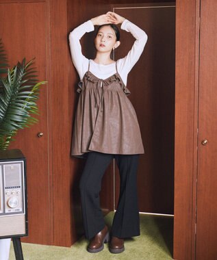 earth music&ecology フェイクレザーキャミチュニック Brown