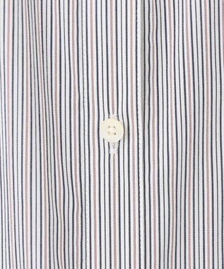 J.PRESS LADIES L 【洗える】BEZ ドビーストライプ シャツカラー ブラウス ネイビー×ピンクストライプ系