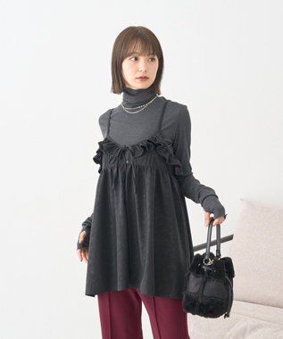 earth music&ecology フェイクレザーキャミチュニック Black