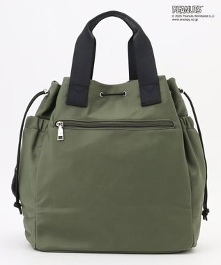 Y'SACCS SNOOPYデザイン 2way巾着トート(クッキー） カーキ