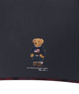 MOONBAT 【WEB限定】POLO RALPH LAUREN（ポロ ラルフローレン）ポロベア×チェックパイピング 無地 FLAG BEAR 長傘 8本骨 ブラック