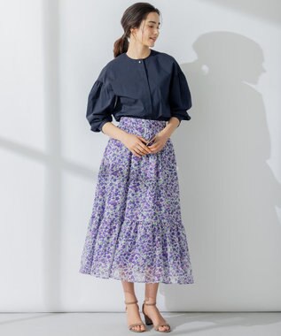 組曲 【23SS】ヴィンテージフラワープリント スカート パープル系5