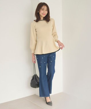 Feroux ランダムパールデニム パンツ ネイビー系