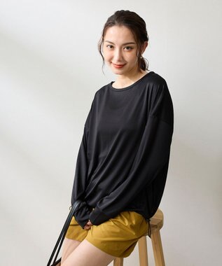 OP／FILA 【Ocean Pacific】ドロスコード付き長袖ラッシュガード　上下2点セット ブラック