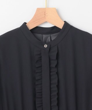 組曲 L 【KUMIKYOKU NAVY】ジョーゼットシフォン フリルワンピース ネイビー系