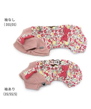 PET PARADISE 犬の服 犬 服 秋冬 ディズニー ミニーマウス ロンパース 【小型犬】 花柄 赤