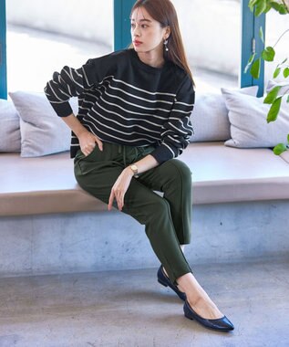 Tiaclasse 【洗える】裏ベロアジョーゼットジョグパンツ カーキ