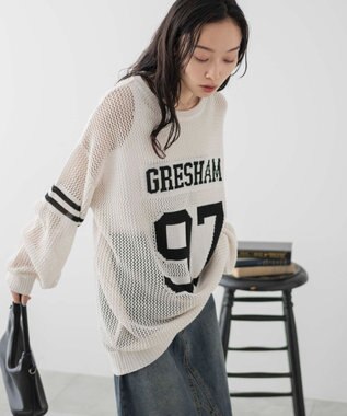 WEGO ロゴメッシュジャガードニット オフホワイト