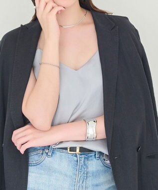 Phoebe <オンワード限定セット>ワンストロークハートコードネックレス×アークカフワイドバングル シルバー