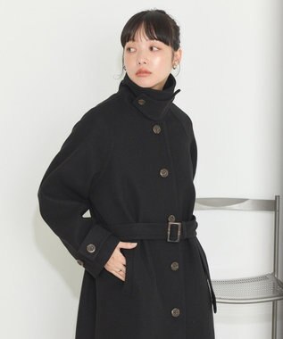 earth music&ecology 2WAYカラーロングコート ブラック