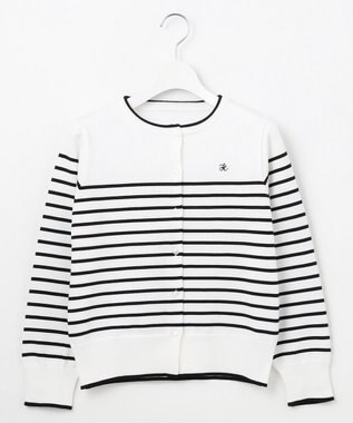 Feroux ロゴ刺繍ニット カーディガン ホワイト系ボーダー