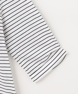 J.PRESS LADIES 【接触冷感・UVケア】 スムースジャージー タックスリーブ ボーダー カットソー ネイビー系1