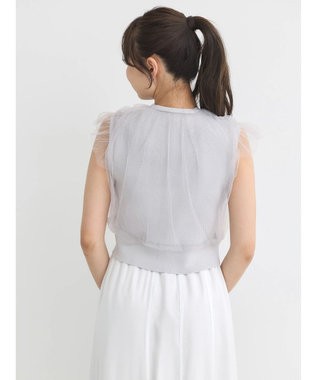 earth music&ecology チュールドッキングノースリカーディガン Light Gray