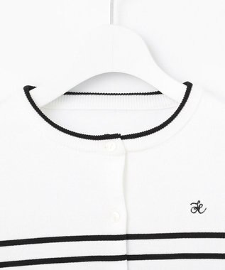 Feroux ロゴ刺繍ニット カーディガン ホワイト系ボーダー