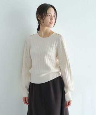 YECCA VECCA 金釦ミニケーブルニット