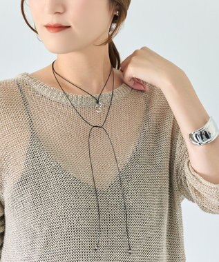 Phoebe <オンワード限定セット>ワンストロークハートコードネックレス×アークカフワイドバングル シルバー