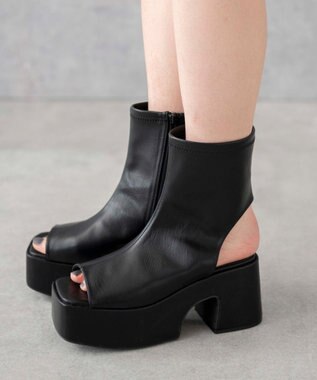 WEGO バルキーヒールブーツサンダル ブラック