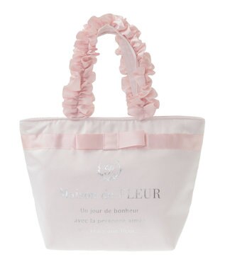 Maison de FLEUR ブランドロゴフリルハンドルトートSバッグ Pink