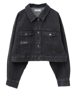 earth music&ecology フリンジロゴショート丈Ｇジャン Black