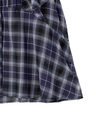 earth music&ecology チェックラッフルブラウス Navy