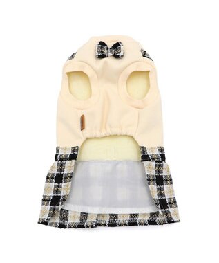 PET PARADISE スヌーピー 黒ツイード スカートつなぎ  小型犬 ホワイト×ブラック