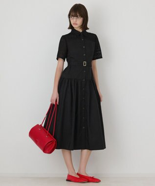 GRACE CONTINENTAL レースドッキングフレアワンピース ブラック