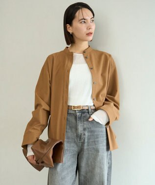 UNFILO ライトフランネル オーバーシャツ キャメル