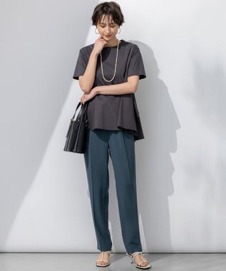 23区 L 【GLOW6月号掲載/汗じみ防止】スムースデザイン フレア  Tシャツ グレー系