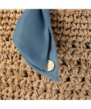 UNBILLION カシュカシュ cachecache / 下がりリボン切替編みトート ブルー