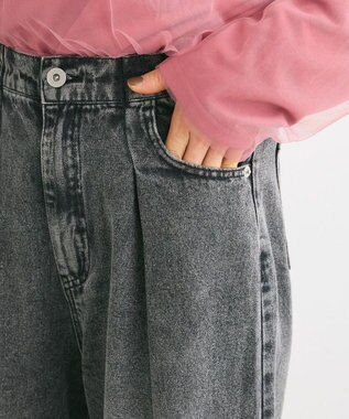 Green Parks ・ＥＬＥＮＣＡＲＥ　ＤＵＥ　デニムタックワイドパンツ Black