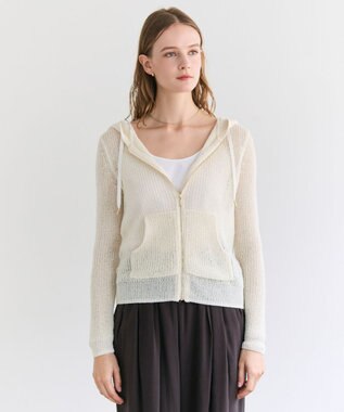 OPTICAL / ペーパーヤーンフーディージップニット