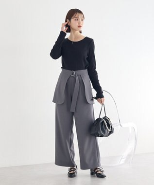 earth music&ecology ランダムチェーンリブバックレースプルオーバー Black