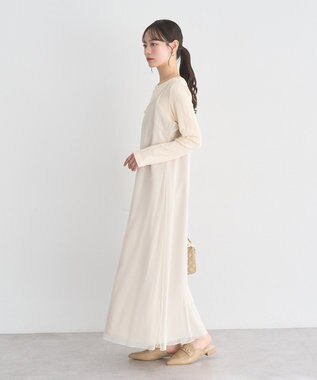 earth music&ecology ランダムチェーンリブバックレースプルオーバー Off White