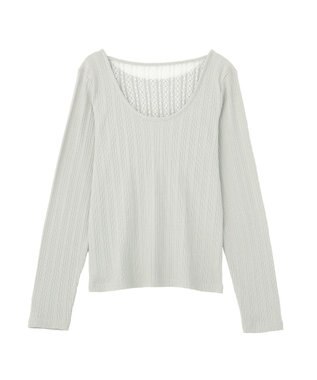 earth music&ecology ランダムチェーンリブバックレースプルオーバー Light Green