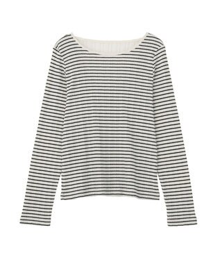 earth music&ecology ランダムチェーンリブバックレースプルオーバー Border