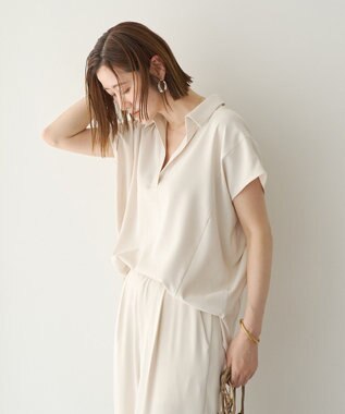 YECCA VECCA 【接触冷感】COOLスキッパーブラウス Ivory