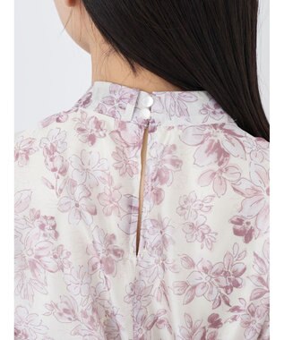 earth music&ecology フラワー柄シアーパフブラウス Pink