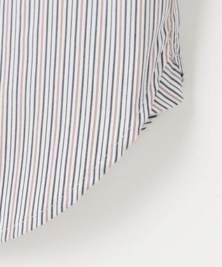 J.PRESS LADIES L 【洗える】BEZ ドビーストライプ シャツカラー ブラウス ネイビー×ピンクストライプ系