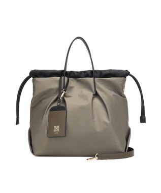 style code 【PADMA/パドマ】カードケース付　ナイロン巾着トートバッグ カーキ