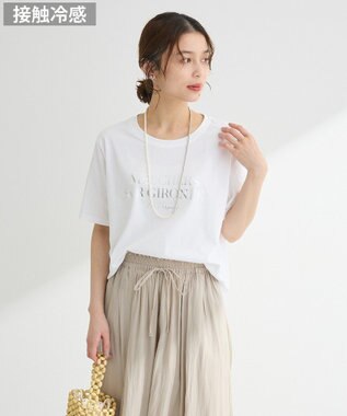 Green Parks 箔プリントフェミニンロゴＴシャツ Off White