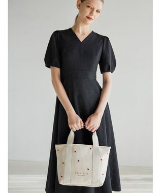 TOCCA 【大人百花コラボカラー有・WEB＆一部店舗限定】LUCKY SHOWER CANVASTOTE キャンバス トートバッグ オフ×ハート柄