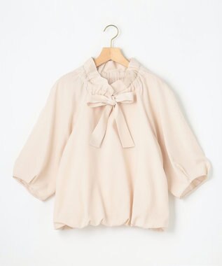 組曲  ギャザーリボン バルーンブラウス グレージュ系